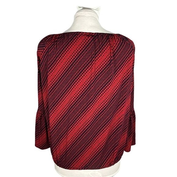 Michael Michael Kors red with navy blue polka dot peasant style blouse Size S - Picture 4 of 13